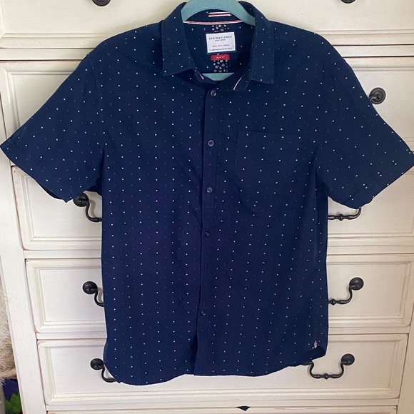 Denim & Flower Other - Denim & Flower Men's Navy Shirt with White Dots